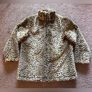 vintage leopard print fur jacket oversized womens retro animal print jacket